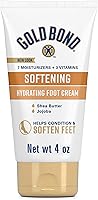 Gold Bond Softening Foot Cream with Shea Butter, 4 oz - Nongreasy Lotion for Rough Dry Feet, Vitamins A C E