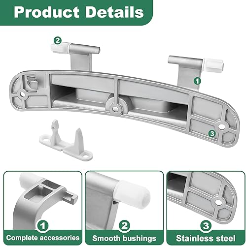 Miniatura 3 de Bisagra de puerta de lavadora Affinity mejorada 134550800 con bujes y kit de golpeador 131763310 – Compatible con lavadoras Frigidaire, Kenmore,
