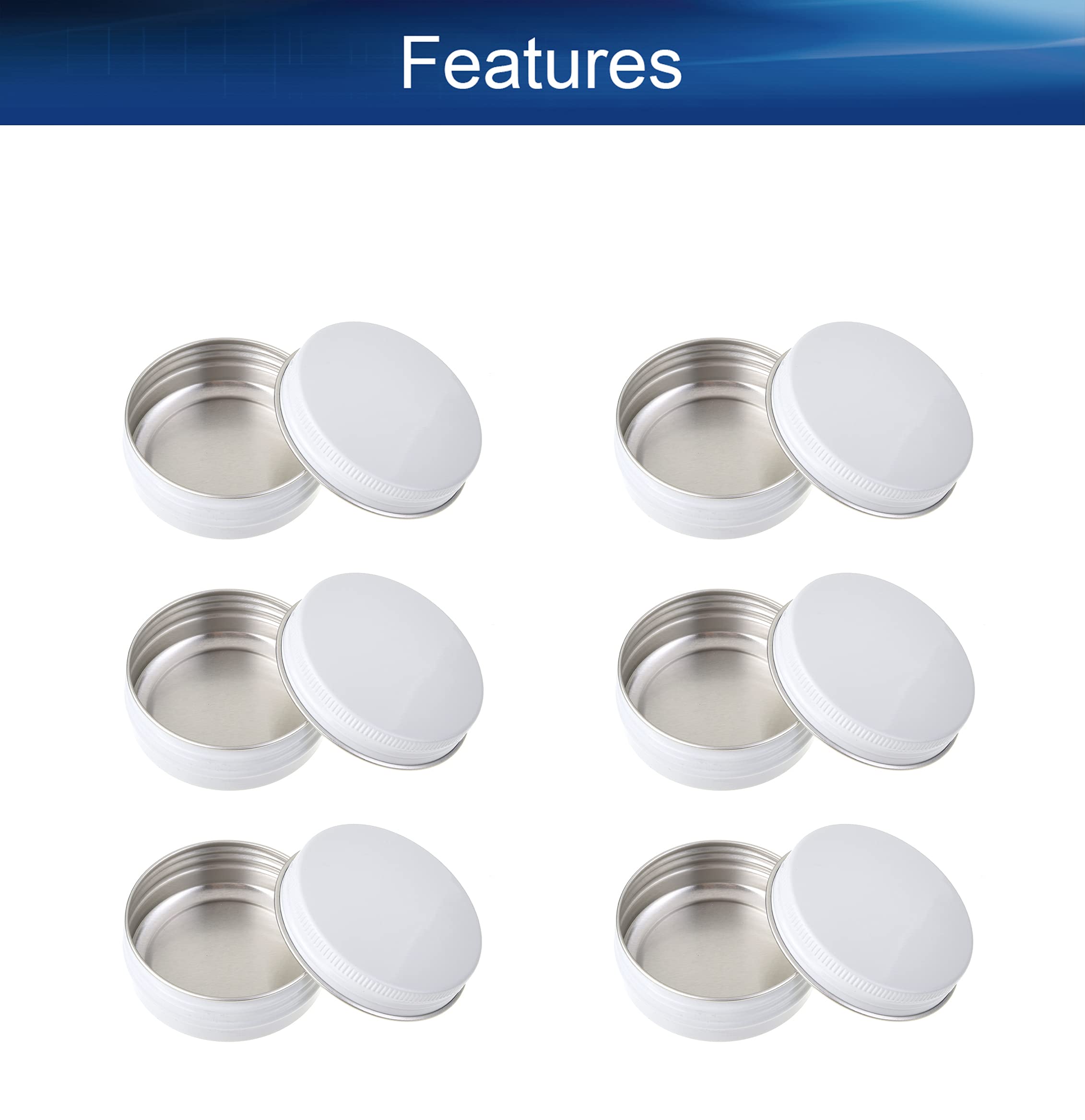 Jutagoss 1oz 12Pcs Metal Round Tins Aluminum Tin Cans Containers with Screw Lid, 50 x 20mm(DxH) White tin cans for Tea, Spices, Salve, Lip Balm, Candle or Candies 30ml