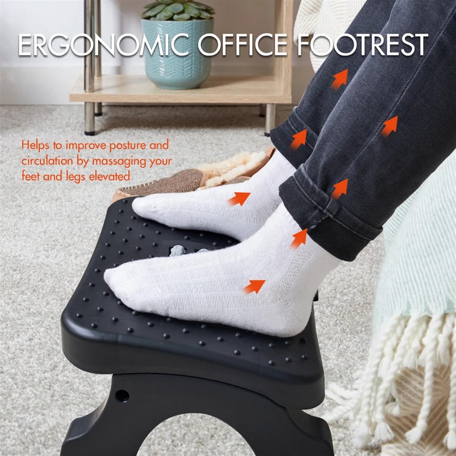 Schreibtisch-Fußstütze Fußstütze for unter den Schreibtisch, ergonomischer Fußhocker mit Massagerollen, maximale Belastung 120 Pfund, Beinstütze for
