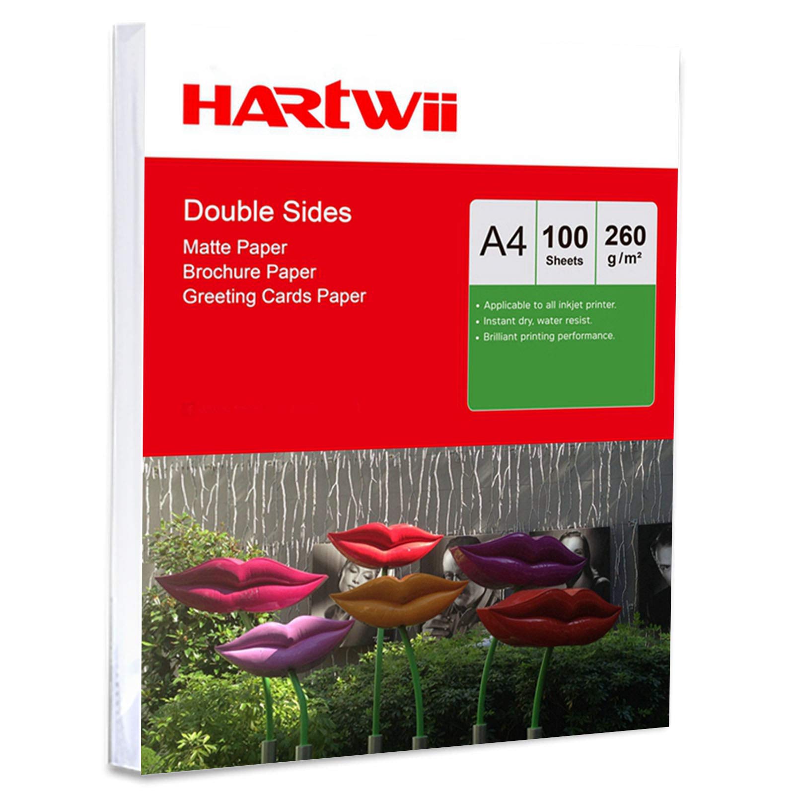 A4 Thick Photo Paper 260Gsm Double Sides Printed Matte Matt - 100Sheets Inkjet Paper Both Sides Printing Super White Hartwii