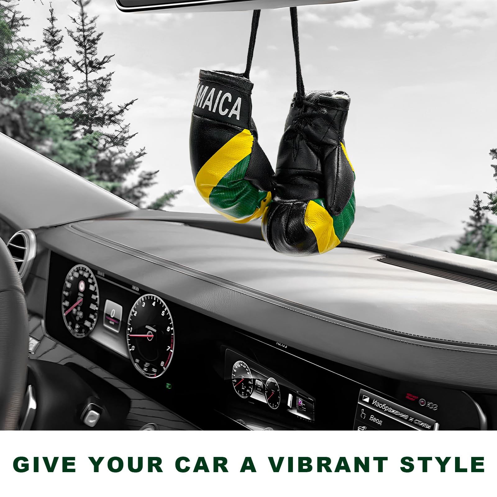 1 Pair Mini Boxing Gloves for Car Mirror Novelty Miniature Punching Gloves Automobile Mirror Hanging Accessories Christmas Ornament — view 3