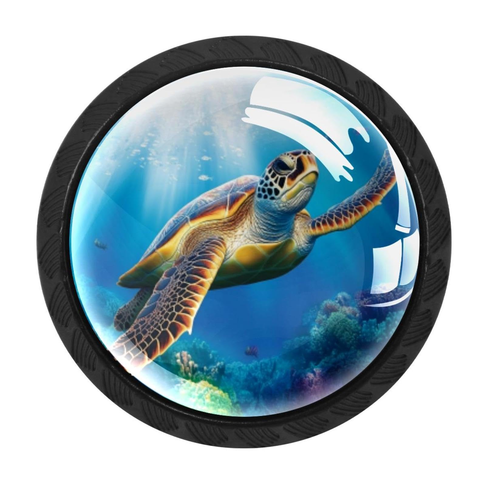 CHENZZZZ 4 Pack Black Sea Turtle (3) Cabinet Pulls with Screws, Kitchen Cabinet Knobs Hardware
