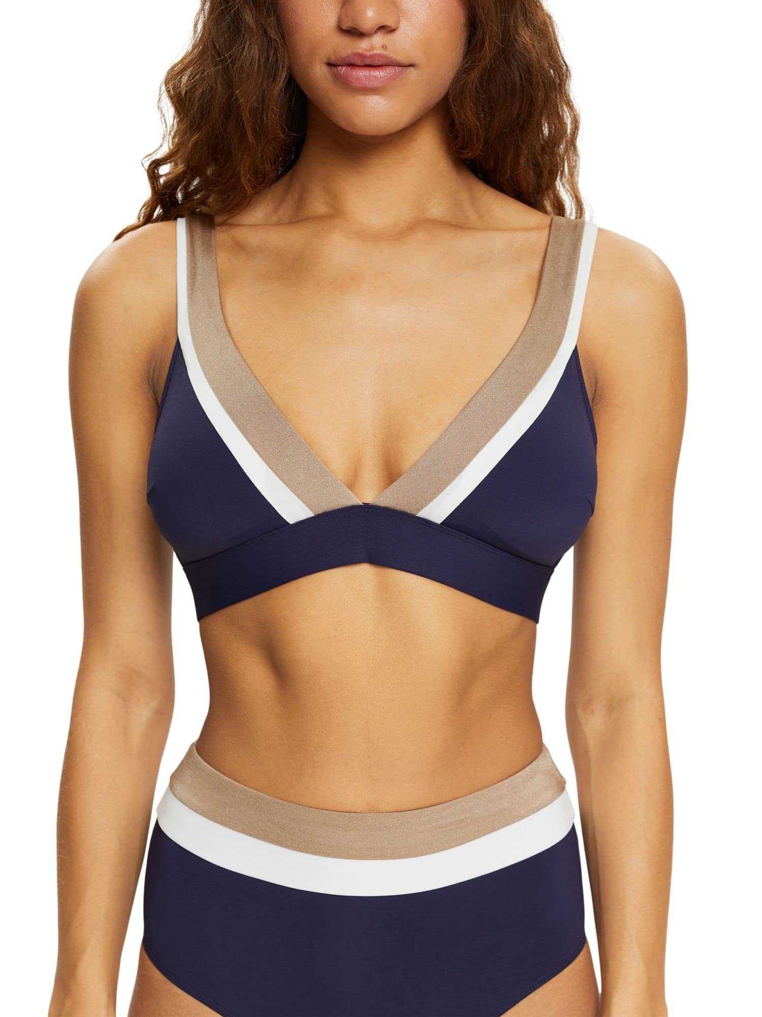 ESPRIT Women's Tayrona Beach RCS Pad Bra Bikini, Navy, 8