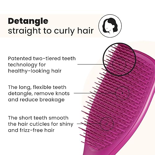 Miniatura 2 de Tangle Teezer Cepillo desenredante definitivo para cabello húmedo y seco, elimina nudos y reduce la rotura para todo tipo de cabello, frambuesa