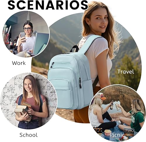 Miniatura 7 de Lanola Mochila básica multiusos multiusos para estudiantes, para escuela, negocios, viajes o mochilas casuales, Azul, Mochilas de viaje