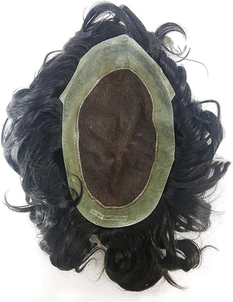 Natural Black 100% Human Hair Toupee/Hair Wigs For Men/Hair System/Hair Patch/Hair Pieces Men Wigs Available in Many Styles + Free Hair Neem Wood Comb (Australian Toupee, 9X6 Inch)