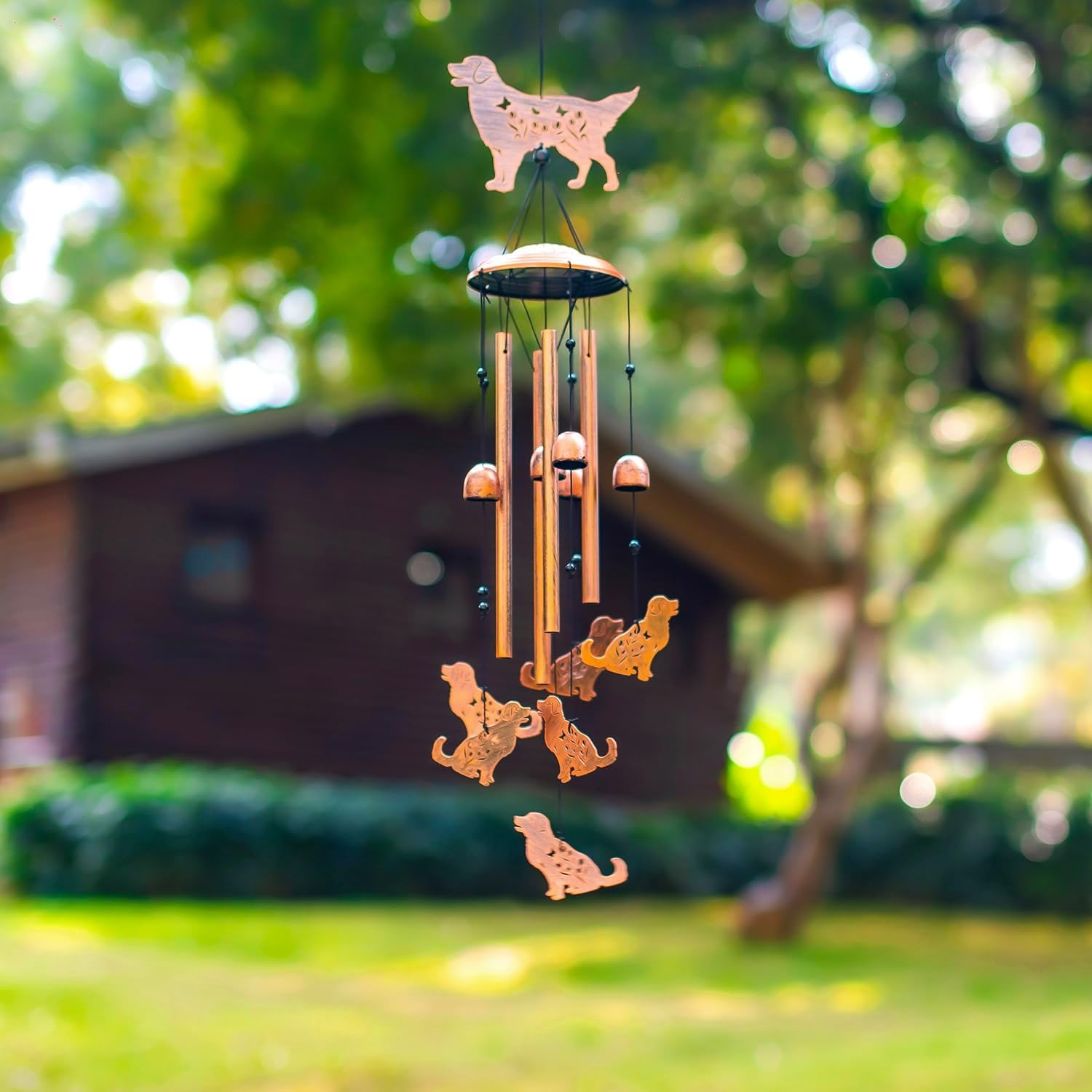 Golden Retriever Dog Wind Chimes Outdoor Dog Gifts for Women Mom Men Dad Unique Birthday Metal WindChimes for Outside/Indoors, Patio, Lawn, Yard, Home Decor, Outdoor Decor, Garden Decorations