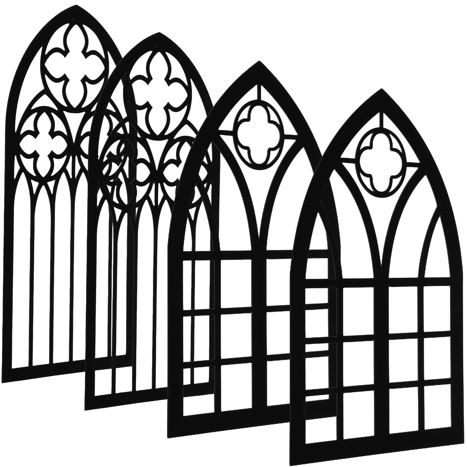 4Pcs Arched Window Wall Mirror Acrylic Mirror Wall Stickers Decorative Windowpane Mirror Vintage Arch Mirror Wall Decor for