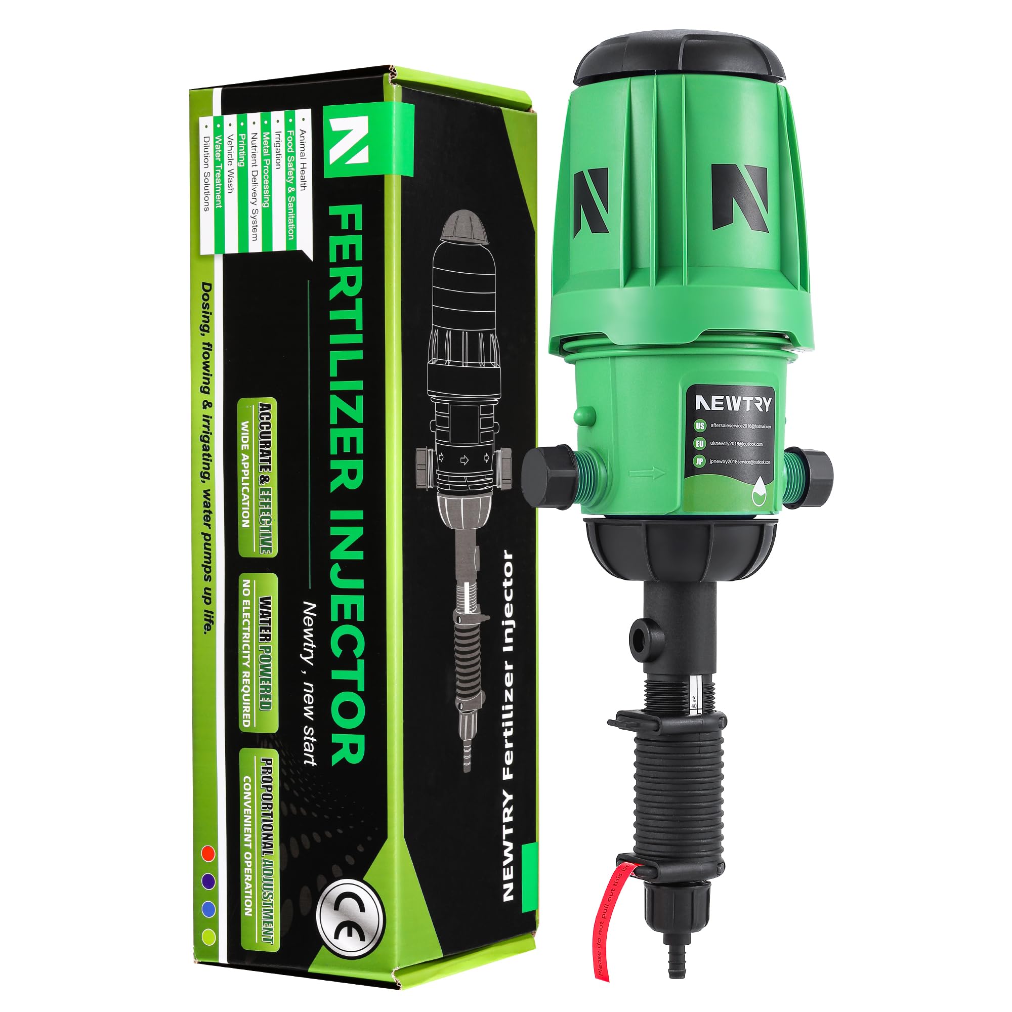 NEWTRY Pompe doseuse Injecteur d'engrais goutte à goutte, réglable de 0,2 à 2%, doseur de liquide raccord standard universel de 3/4" pour jardin, irrigation et système hydroponique, ferme