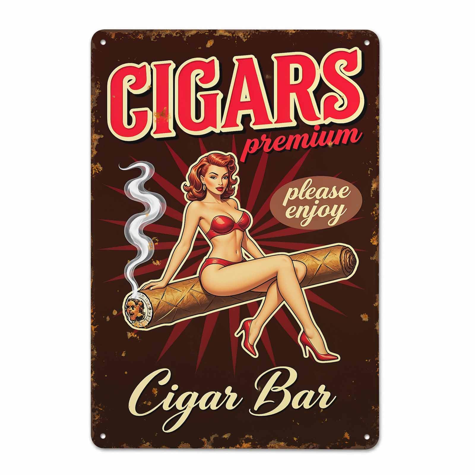 Gsrony Boys Type10 Cigar Bar Retro Vintage Lady Art Vintage Metal Tin Sign 8X12,Waterproof