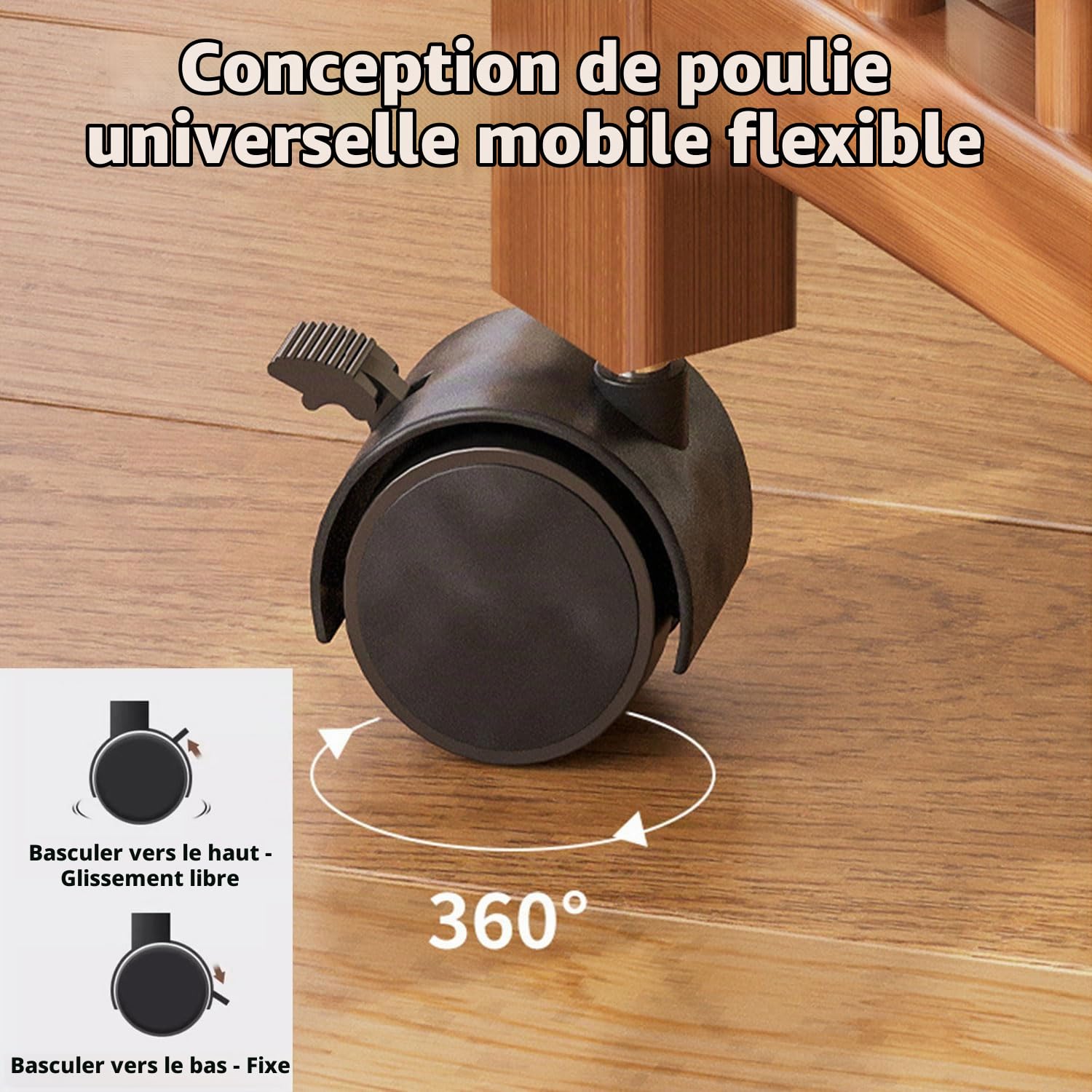 Chariot de service avec roulettes, chariot de cuisine en bois 3 étagères, chariot mobile polyvalent pour cuisine, salle de bain, couloir et balcon, chariot d'appoint peu encombrant