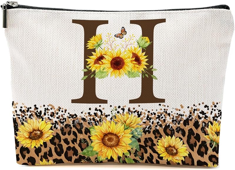 Necessaire BQXH com estampa de girassol Sunflower H e fechamento com zíper