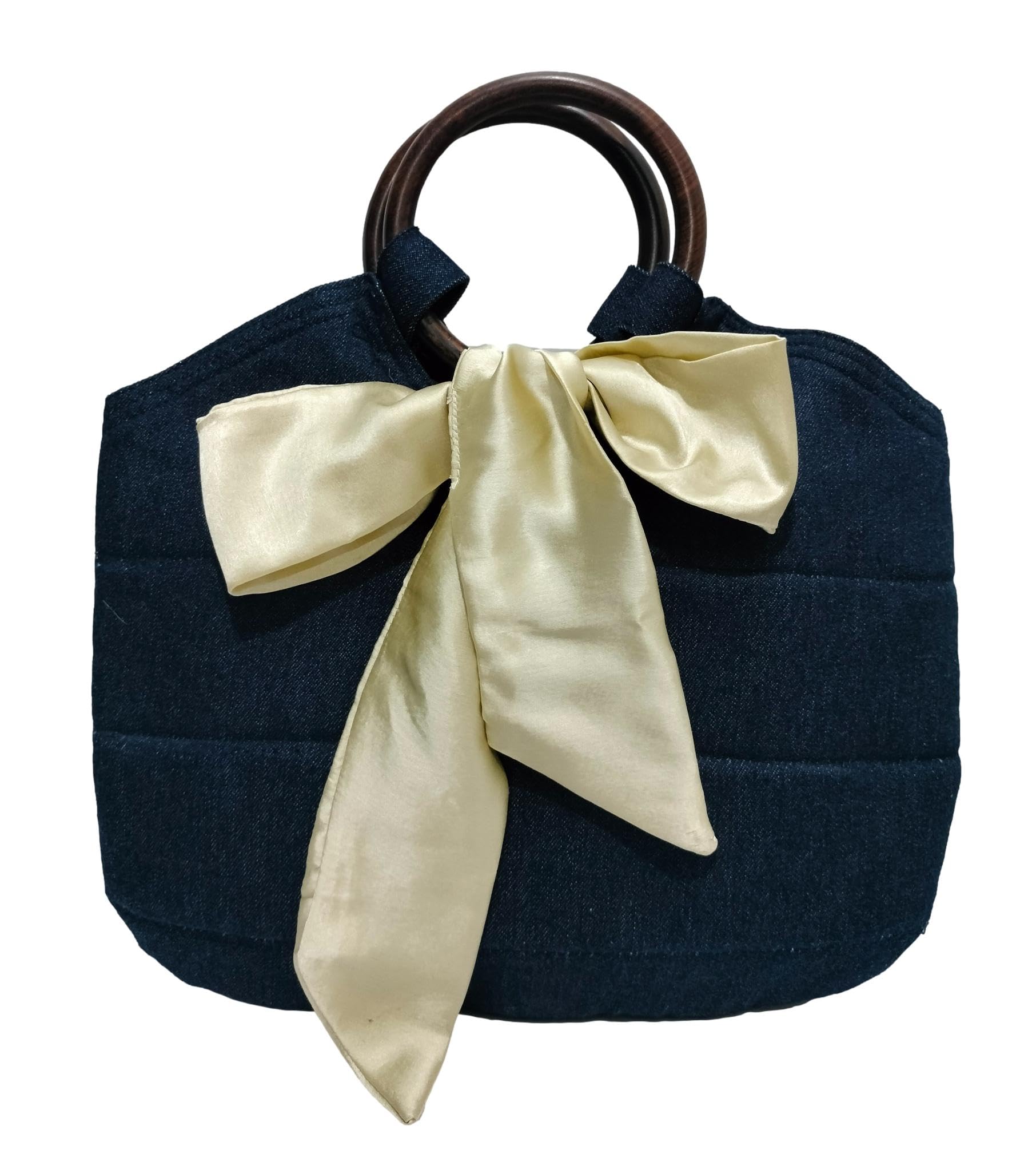 Women handbags Denim or Printed bags Fabric bow detailing Handcrafted Self Design Stylish Top Handle Bags-image-24