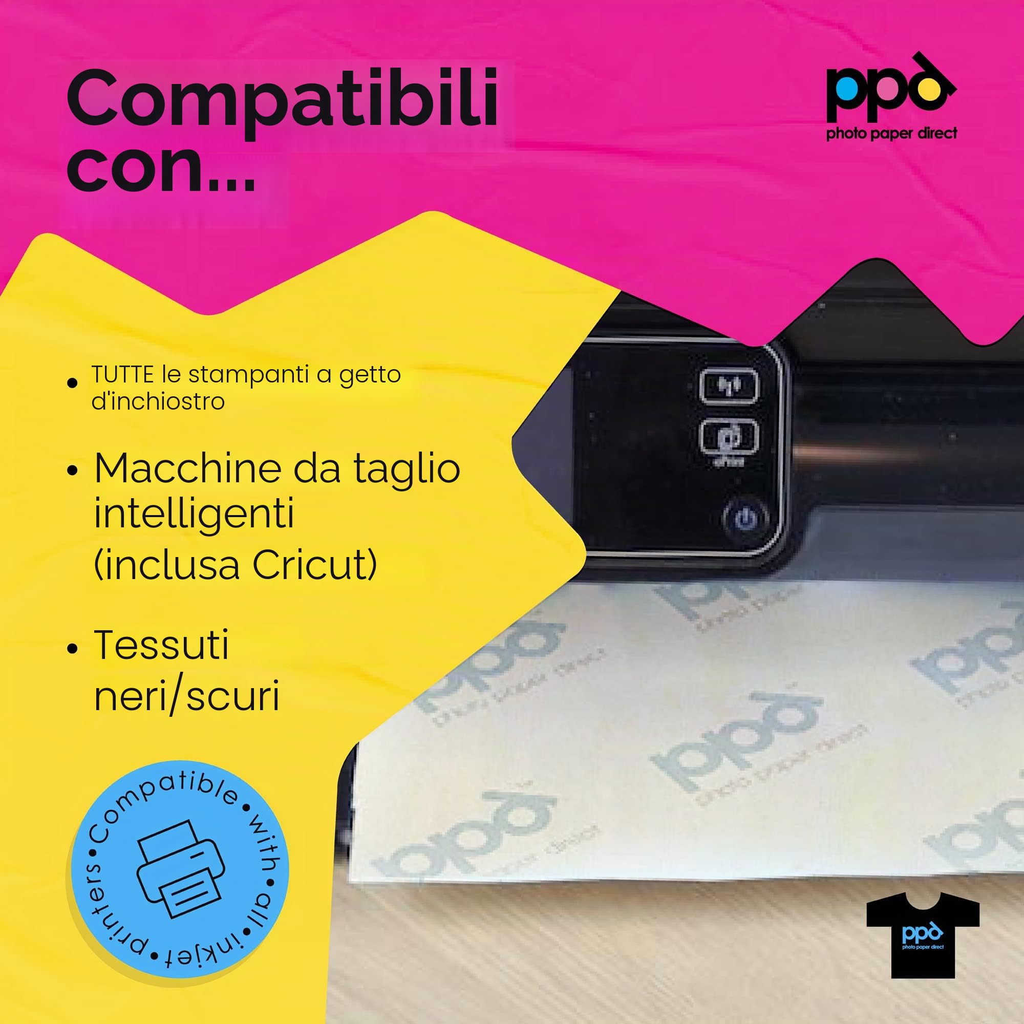 PPD A4 20 Fogli di Carta Trasferibile Termoadesiva Professionale Inkjet - Tessuti Scuri - PPD-4-20