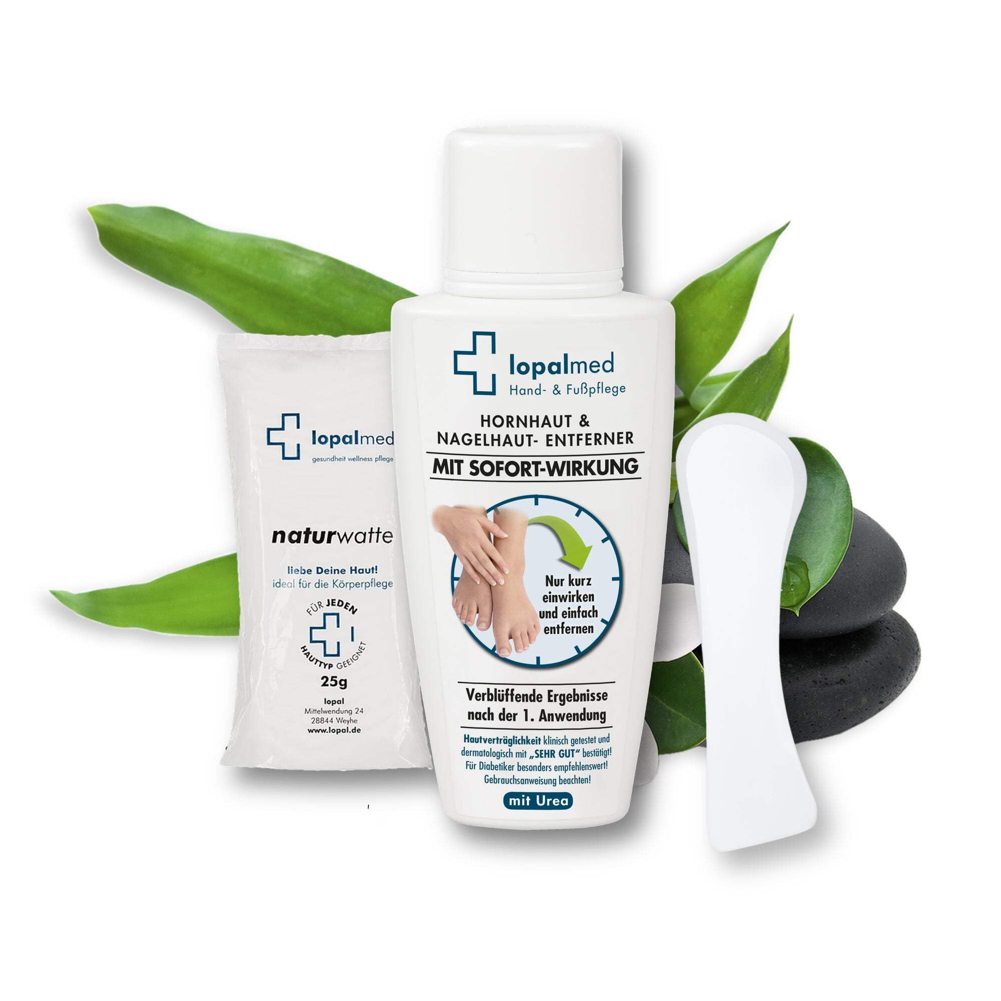 Lopalmed® Hornhaut & Nagelhaut Testbox [Sanfte & schnelle Anwendung!] – Hornhautentfernung ohne Raspel – Fußpflege gegen Hornhaut & Schwielen (Dermatologisch getestet & vegan)