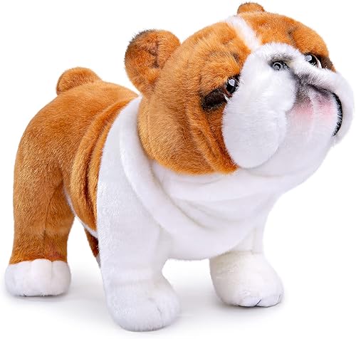 ZHONGXIN MADE Juguete de peluche de simulación Bulldog Realista de 12 pulgadas de pie Bulldog Inglés mascota animal de peluche lindo perro cachorro