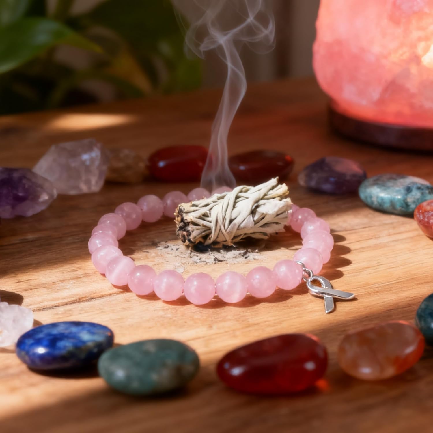 Breast Cancer Awareness Bracelets Pink Ribbon Charm Natural Stone Beads Bracelet for Women Encouragement Breast Cancer Jewelry - Image 2