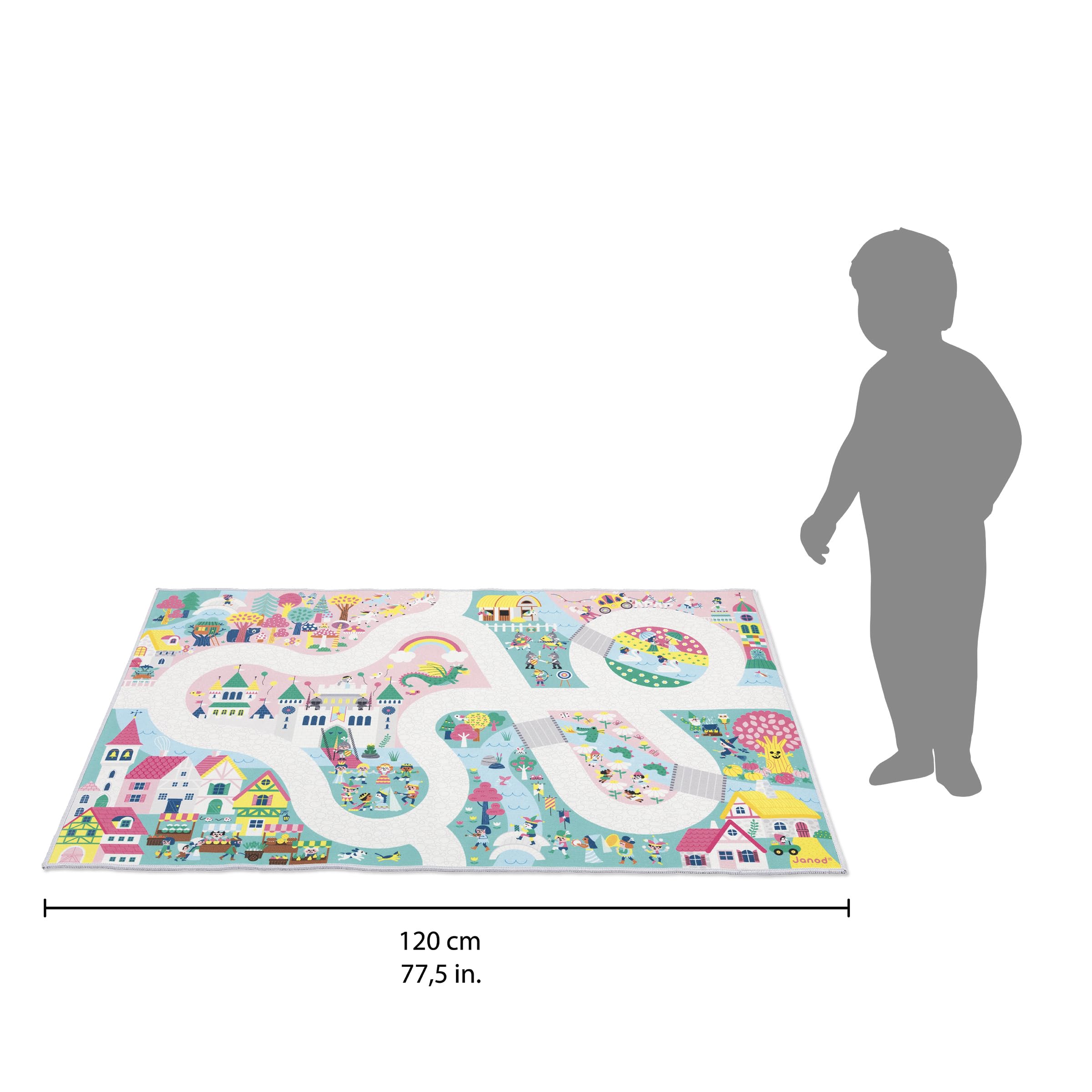 Janod, Tapis Voiture Enfant, Thème Royaume Enchanté, Doux & Anti-dérapant, Motif Fantaisie - Image 2