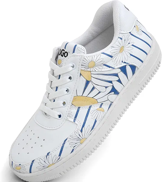 White Sneakers for Women - Handmade Women's Fashion Sneakers, Vegan Leather and Unique Design Dice Sneakers