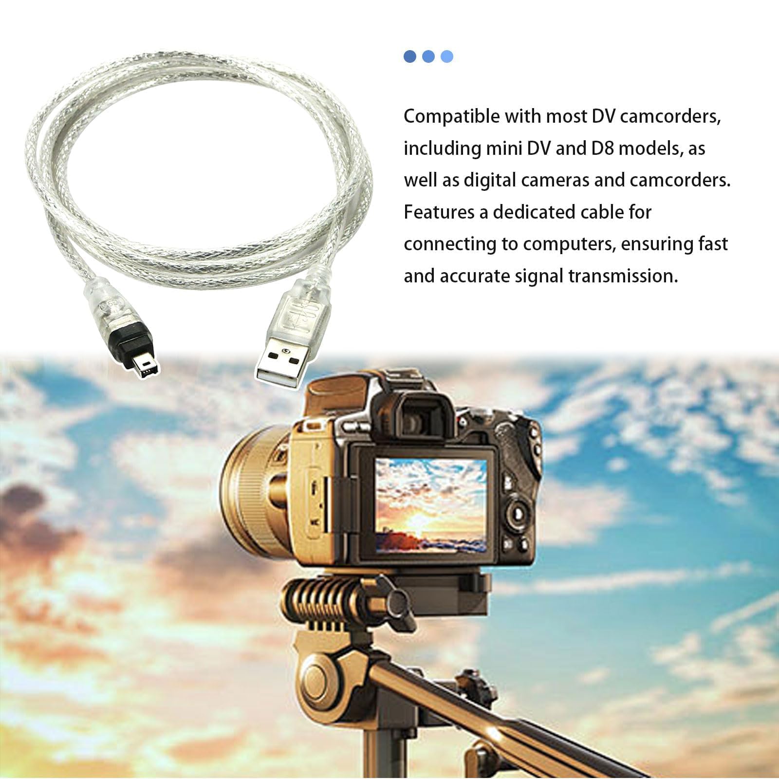 Cavo Adattatore USB a FireWire IEEE 1394 con Connettore iLink 4 Pin, Compatibile con Camcorder DCR-TRV75E DV, Cavo di Trasmissione per Dati e Video