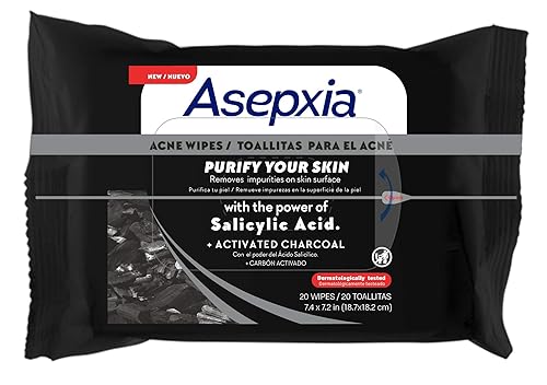 Miniatura 2 de ASEPXIA Toallitas para el tratamiento del acné con carbón activado y ácido salicílico, 20 toallitas