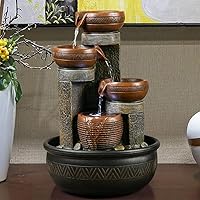 Handunmi 15.7" 4-Tier LED Tabletop Waterfall Fountain - Soothing Indoor Desktop Fountain for Home Office Relaxation