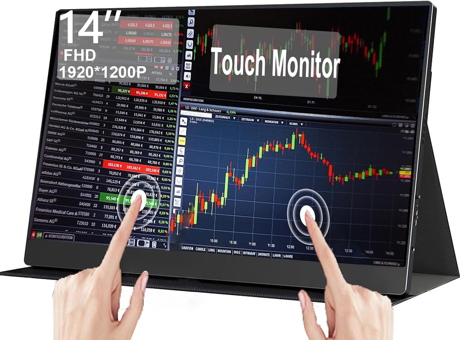 14" Portable Touchscreen Travel Monitor 1920 * 1200P IPS/HDR Laptop Screen Extender for Gaming and Computer Display, Compatible with Laptop PC Phone PS4/PS5 Switch