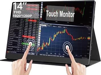 14" Portable Touchscreen Travel Monitor 1920 * 1200P IPS/HDR Laptop Screen Extender for Gaming and Computer Display, Compatible with Laptop PC Phone PS4/PS5 Switch