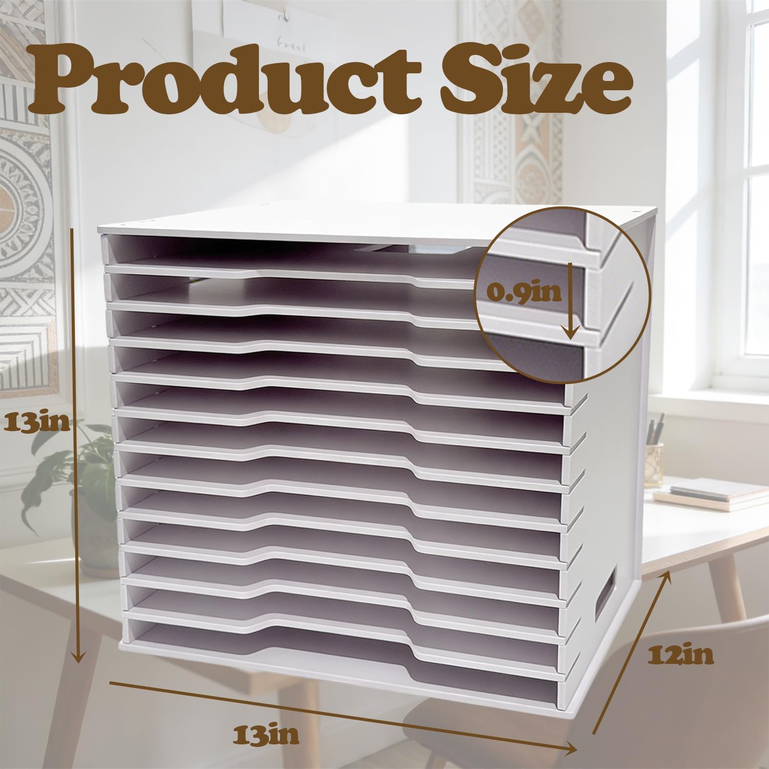 Scrapbook Paper Organizer Storage 12" x 12", 12 Slots File Sorter Storage, Desktop Paper Organizer Rack, 12 Tier Craft paper Holder for Home Office