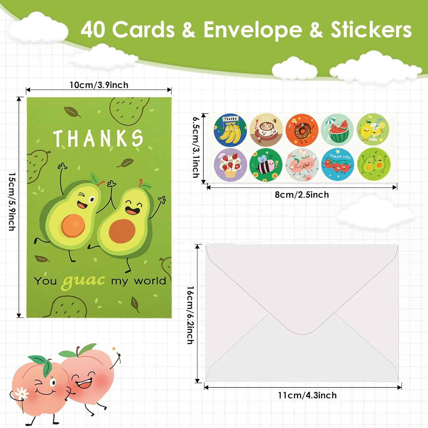 AhfuLife 40 Pcs Funny Thank You Cards With Envelopes & Stickers, 4 x 6 in Appreciation Cards Bulk, Thank You Card Bulk with 40 Envelopes & 40 Stickers for Teachers Friends Business Colleague - Image 2