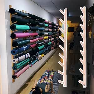 Amazon.com: Yoga Mat Holder Wooden Yoga Mat Rack Wall Mount, 9-Layer ...