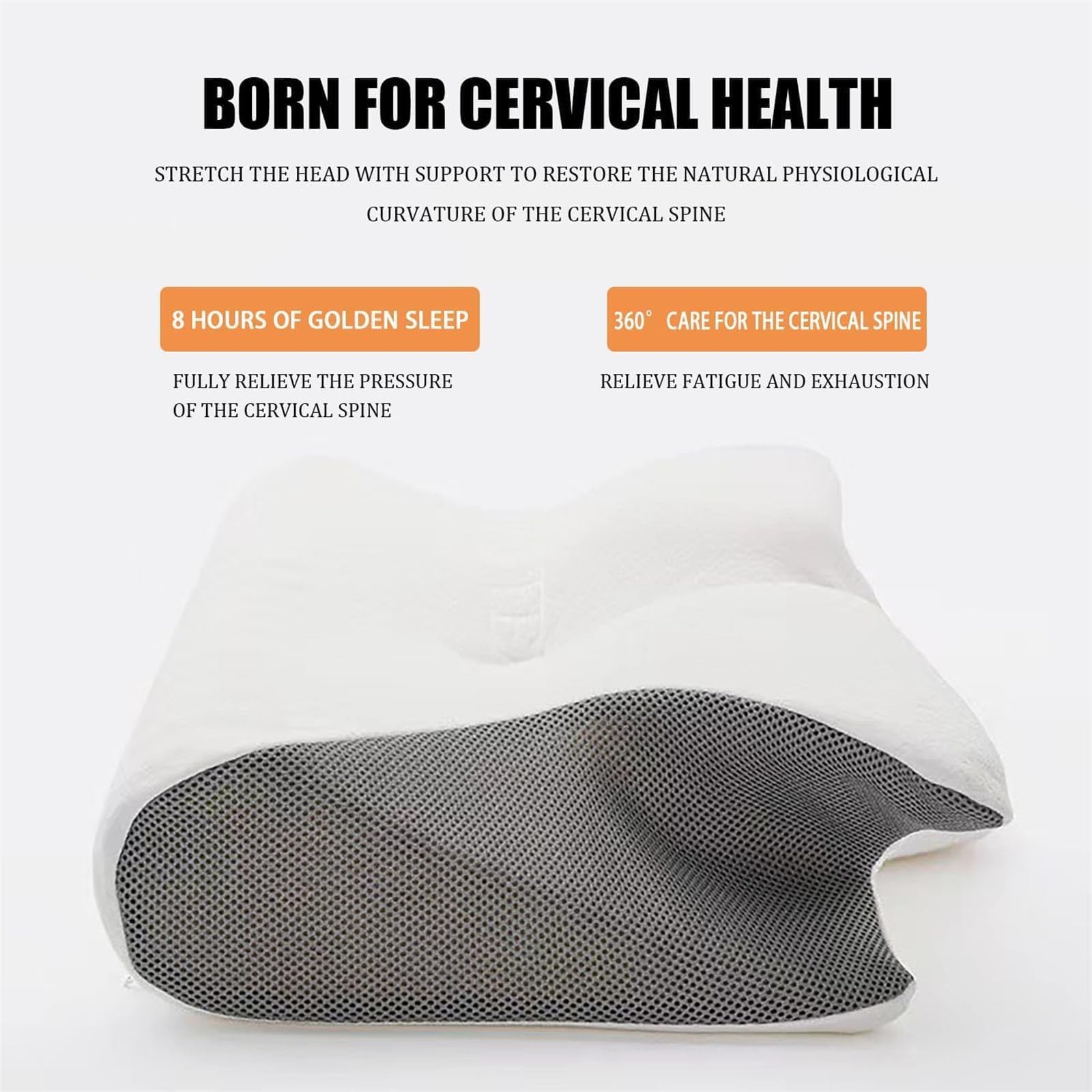 Curosleep Coussin orthopédique ergonomique avec soutien profilé pour les côtés, avec formation de mousse au niveau de la nuque et douleurs dans la nuque, le coussin de nuque atténue (noir)