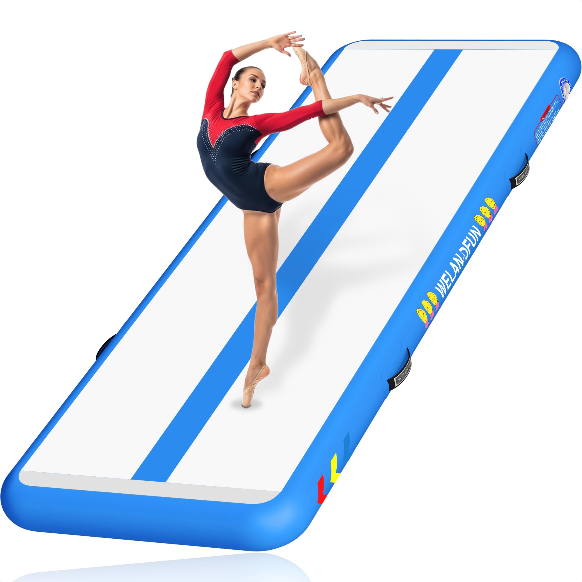 WELANDFUN Air Tumble Track Mat for Gymnastics | 4/6 / 8 inches Air Tumbling Mats, 6.56/10 / 13 / 16ft Inflatable Gymnastics Mat for Home Use, Training