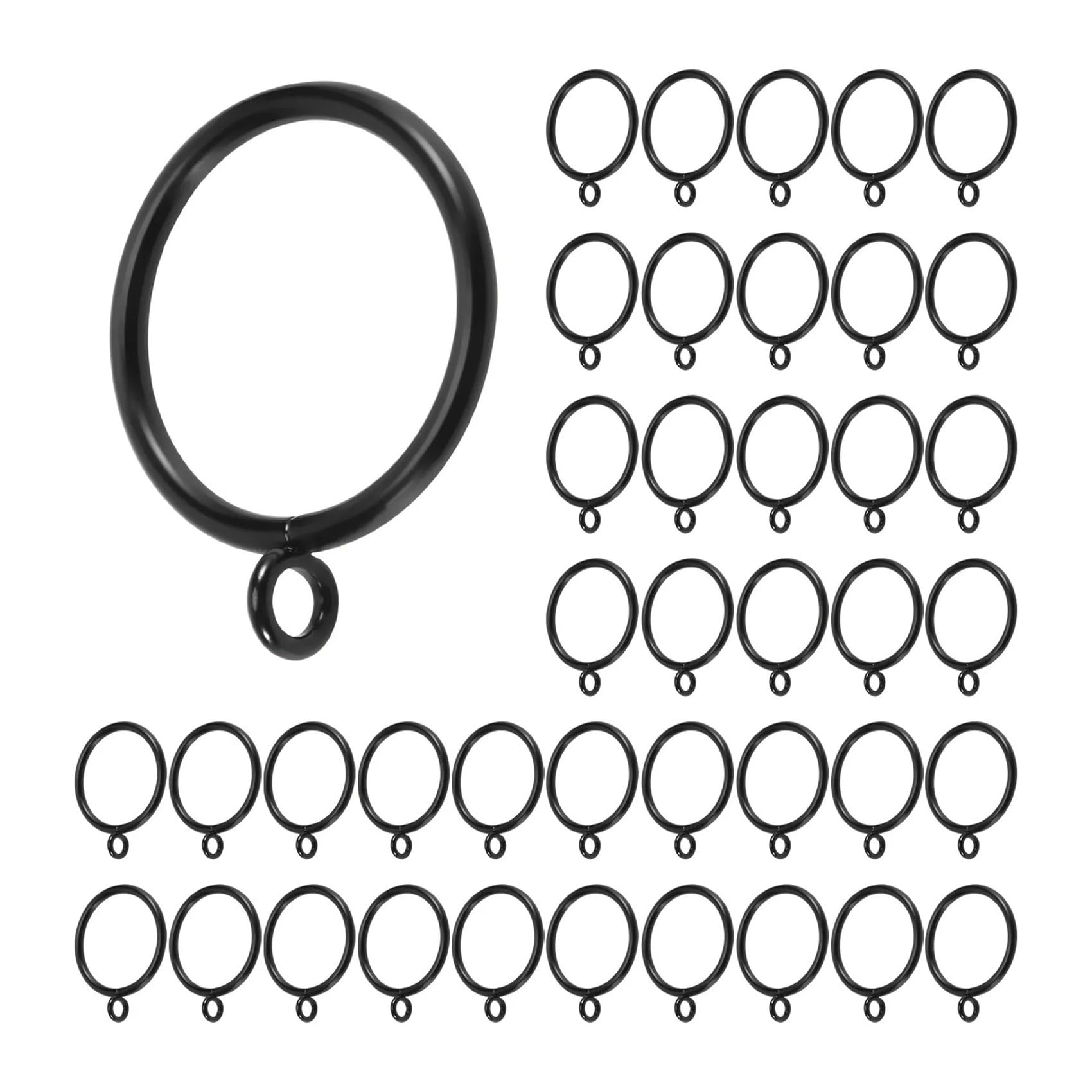 Curtain Grommets 60Pcs Black 1.5 Inch (38Mm) Inner Diameter Metal Curtain Rings Drapery Eyelet for Curtains Drape