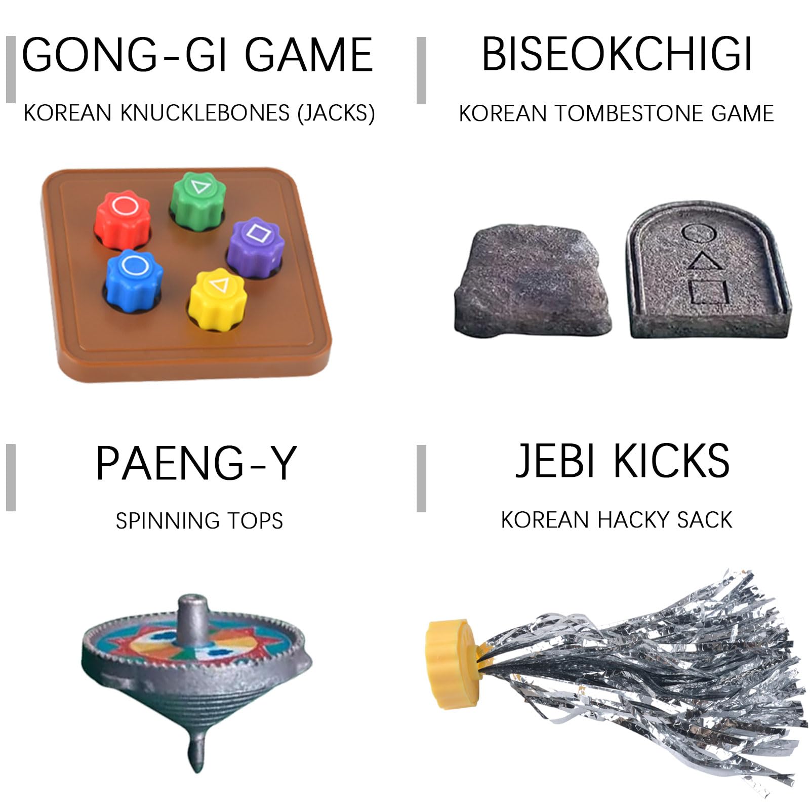 AWAVM DDAKJI Traditional Korean Tossing Game Set - Jebi Kicks, Gonggi, Paeng-y, Biseokchigi for Family Travel - Image 3