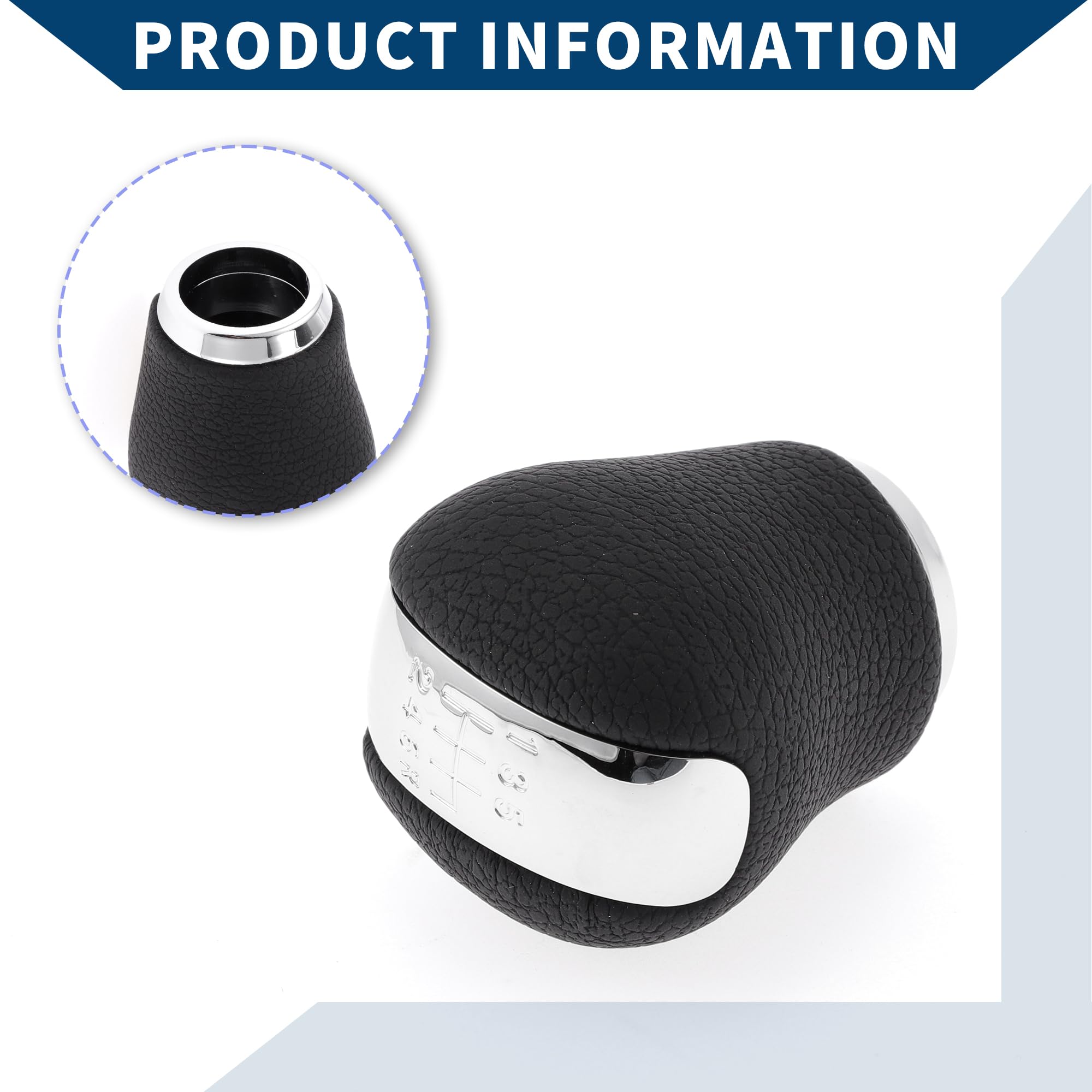 Pomello Del Cambio Manuale 6 Velocità Per Nissan X-Trail 02-07 | Colore: Nero, Cromo Argento. Materiale: Plastica, Similpelle. Quantità: 1 Pz. Design Ergonomico.