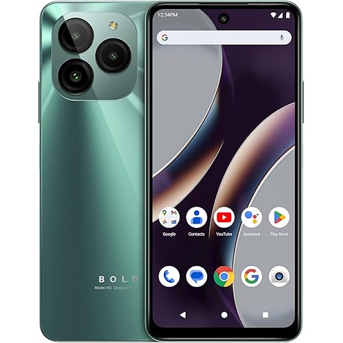 Bold K10 | 2024 | All-Day Battery | Unlocked | 6.6” HD+ Infinity Display | 128/4GB | Triple 50MP Camera | US Version | US Warranty | Green