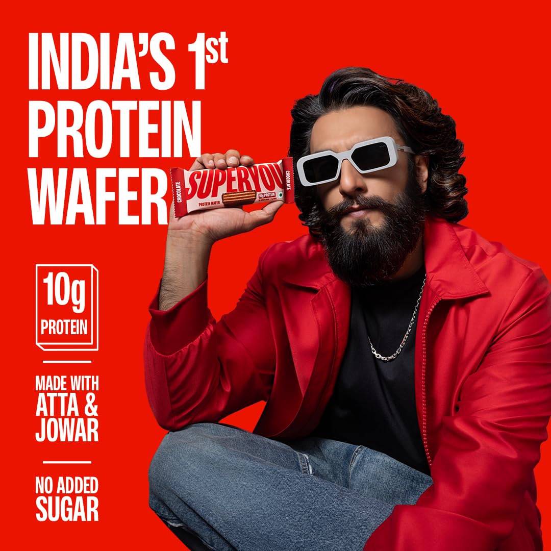 SuperYou Assorted Protein Wafer Bars (Pack of 10)|10g Protein, 3g Fiber, No Added Sugar|Yeast Fermented Protein|Energy Bars|Crunchy Wafer Bar|100% Vegetarian|No Palm Oil|400g 1