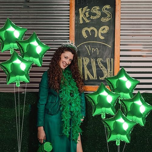 Miniatura 6 de 20 globos de estrella verde de 18 pulgadas, globos de papel de aluminio con estrella de Mylar para boda, cumpleaños, baby shower, primavera,