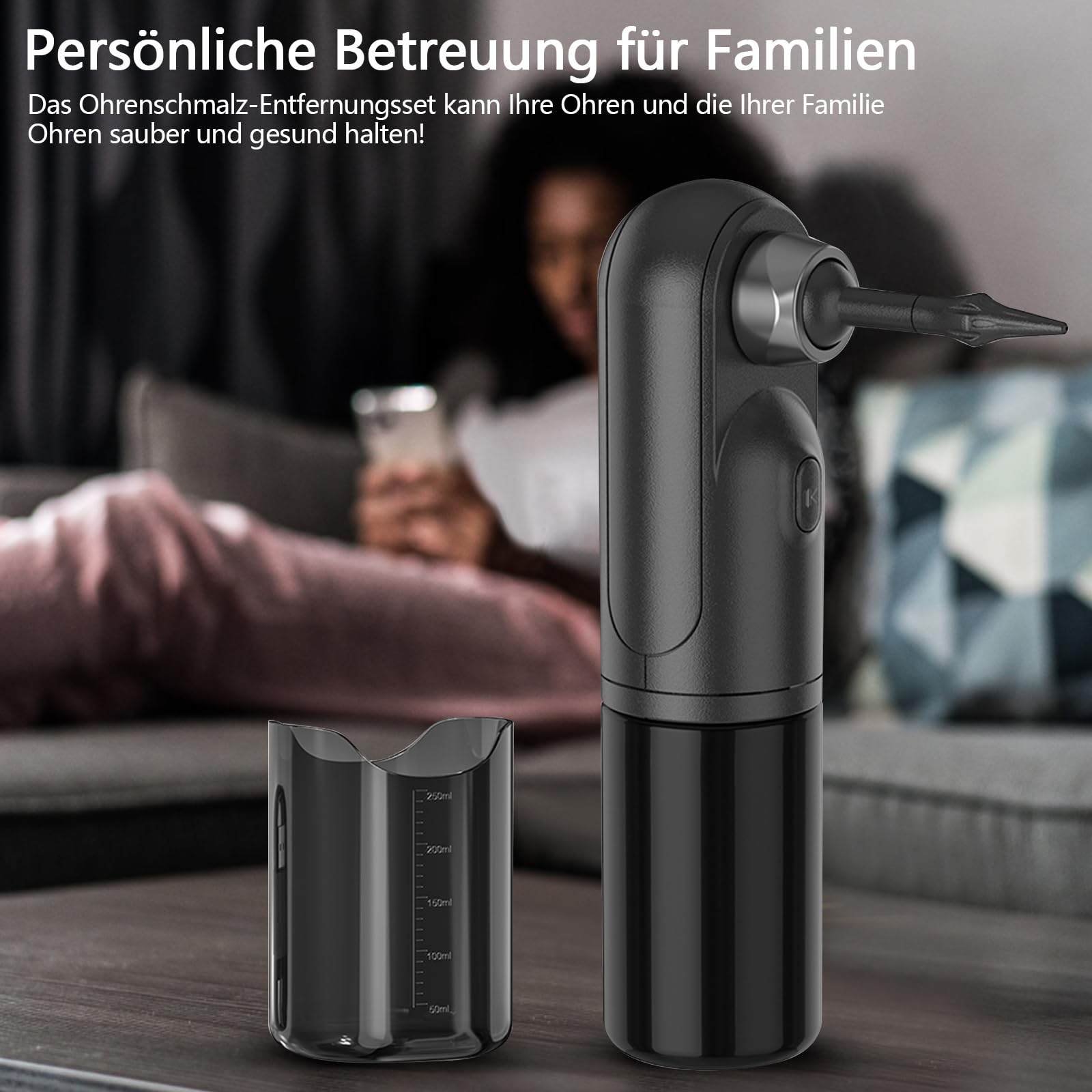 Rimozione cerume, pulitore elettrico per orecchie per uso domestico, 4 modalità di pulizia per le orecchie con 10 punte per adulti e bambini, IPX7, impermeabile