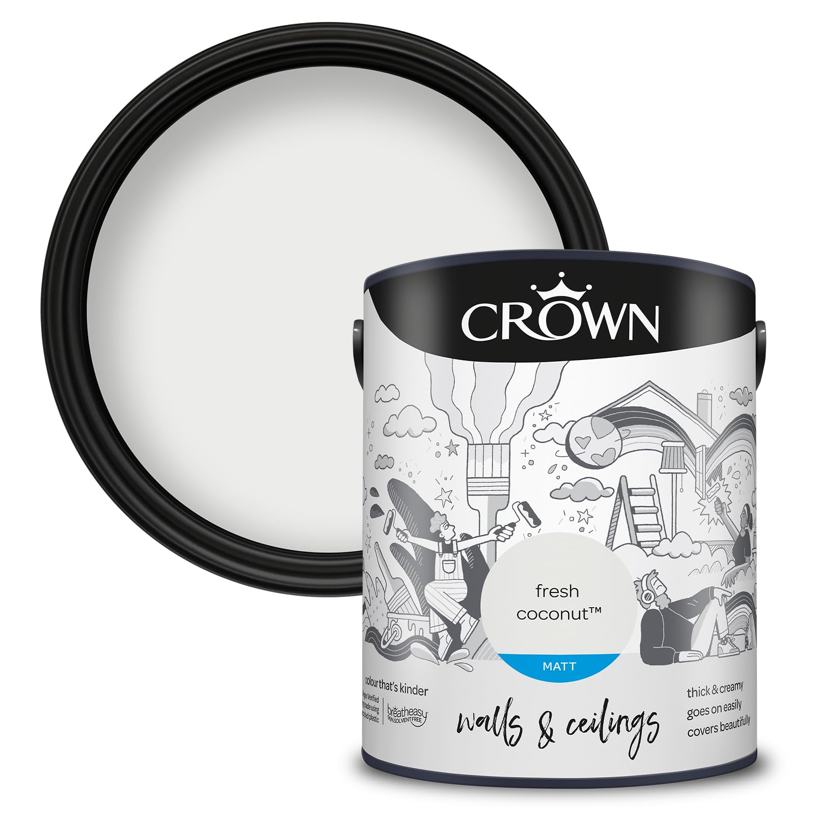 Crown Walls & Ceilings Fresh Coconut Matt Emulsion Paint 5L