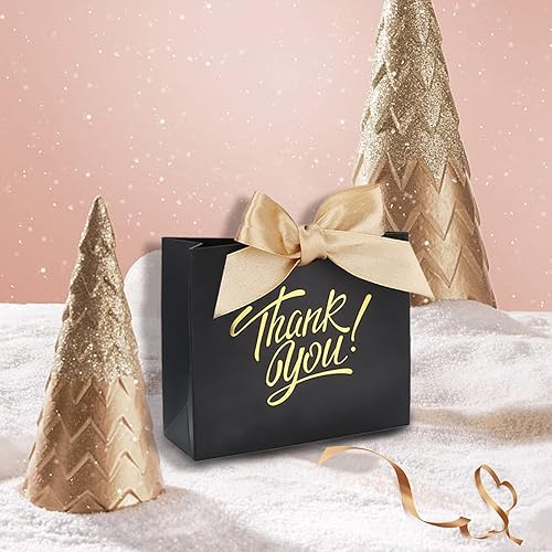 Miniatura 4 de KPOSIYA Bolsas de regalo pequeñas, paquete de 100 bolsas pequeñas de agradecimiento de 4.5 x 1.8 x 3.9 pulgadas, bolsa de papel negro para dulces