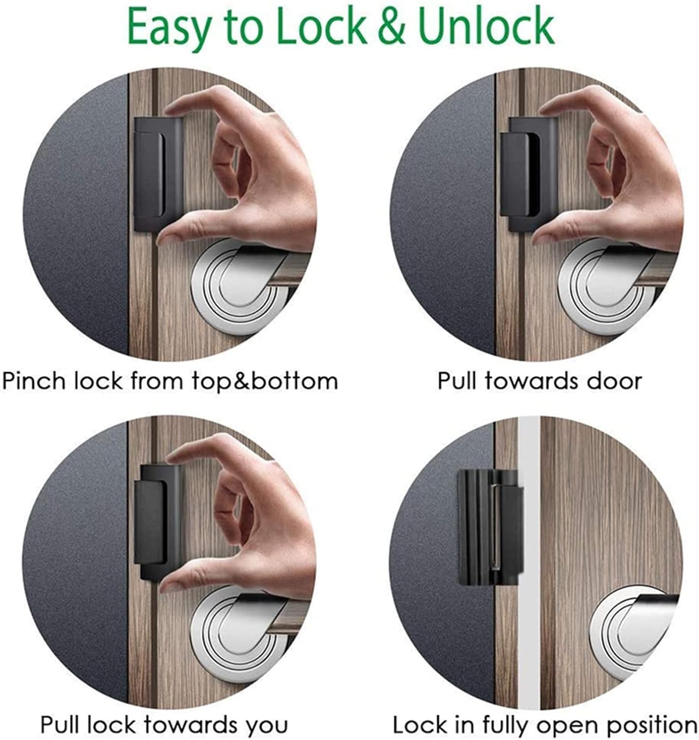 Home Security Door Lock Door Reinforcement Lock Stop Withstand 800 Lbs Upgrade Lock Defender Hardware(2pcs Black)