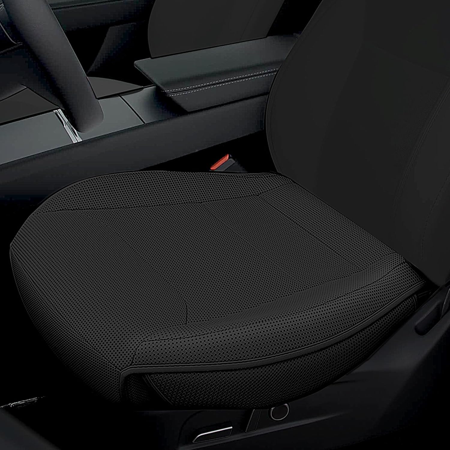 1 Pack 2025 2026 Nappa Leather Car Seat Covers Custom for Tesla Model Y Juniper Breathable Perforated All-Season Universal Front Bottom Seat Protectors for Tesla Accessories Black