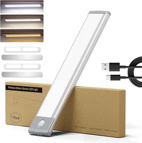 Miniatura 8 de LEPOTEC Paquete de 2 luces para debajo del gabinete, 3 colores y ajuste de brillo, luces extraíbles debajo del gabinete para cocina, inalámbrica,