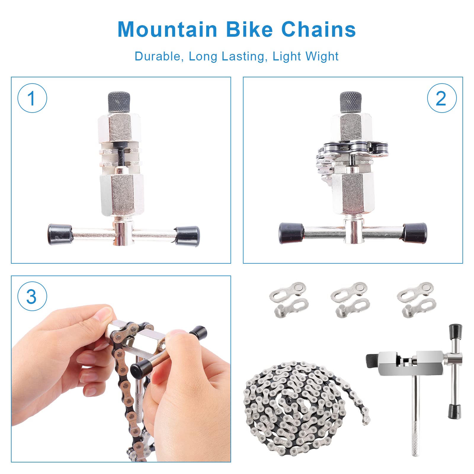 Fahrradkette 116 Glieder Set - 1/2x3/32 Zoll Für 6/7/8 Gang