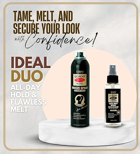 Miniatura 2 de EBIN NEW YORK Spray de fusión para pelucas de encaje  Paquete Wonder Lace Bond con Wonder Tail Bond Freezer Spray  Estilo de sujeción extrema fuerte