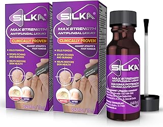SILKA Max Strength Antifungal Liquid for Toenail Health with Brush Applicator, Results in 1 Week, Nail Fungus Treatment for Damaged Toenails, Athlete's Foot Treatment, Tolnaftate 1% 0.45 Fl Oz -2 Pack