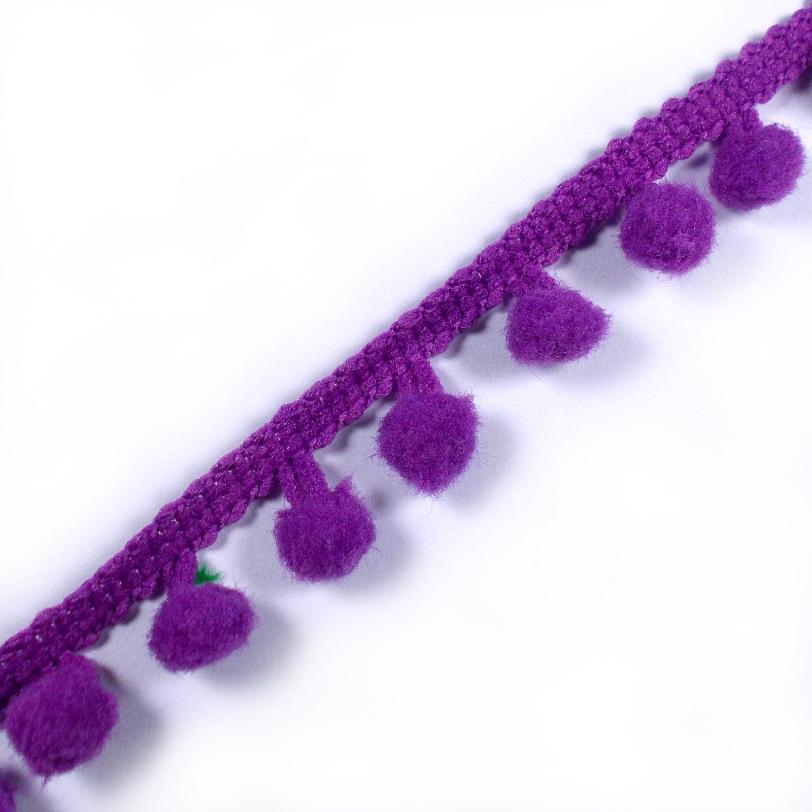 Push The Button Purple Pom Pom Bobble Trim Fringe 12Mm Wide (2 Metres)